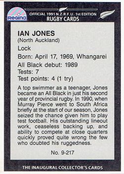 1991 Regina NZRFU 1st Edition #9 Ian Jones Back